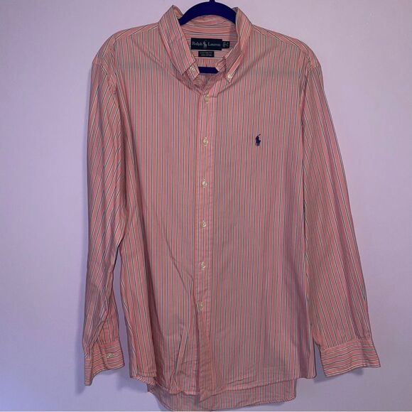 Ralph Lauren Pink Striped Casual Button Down Shirt Cotton - Picture 1 of 4